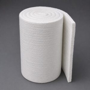 Colcha de Fibra Cerámica 1430 °C en rollo para aislamiento térmico industrial de hornos, calderas y equipos de alta temperatura.