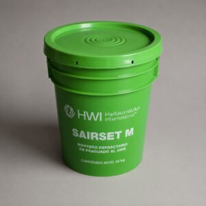 Cubeta de mortero refractario SAIR SET M de 35 kg para instalación de ladrillo refractario.